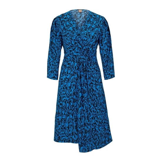 Boss Abstracte wikkeljurk met V-hals voor dames (Blauw) - Image 1
