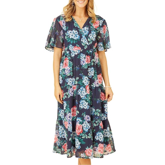 Yumi Womens/Ladies Floral V Neck Midi Dress (Navy) - Image 4