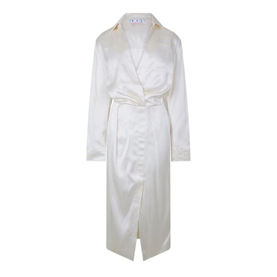 Off White Womens/Ladies Chine Satin V Neck Wrap Dress (White) - Image 1