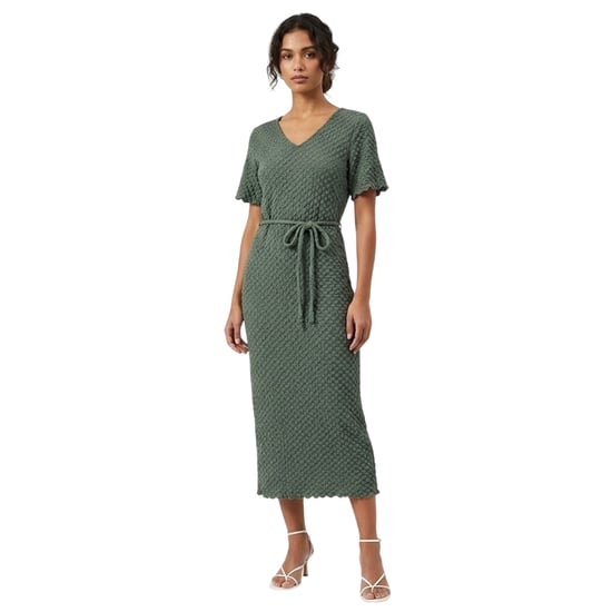 Vero Moda Dames Bubble V-hals Midi Jurk (Balsam Groen) - Image 3