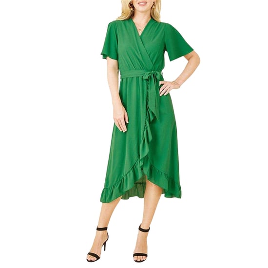 Mela London Womens/Ladies Flutter Wrap Dress (Bright Green) - Image 4