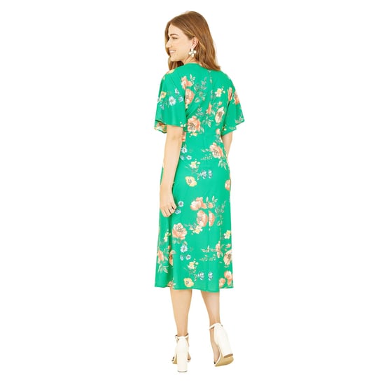 Yumi Wikkeljurk met kimonomouwen en bloemenpatroon voor dames (Groen) - Image 2