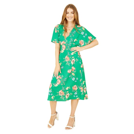 Yumi Wikkeljurk met kimonomouwen en bloemenpatroon voor dames (Groen) - Image 3