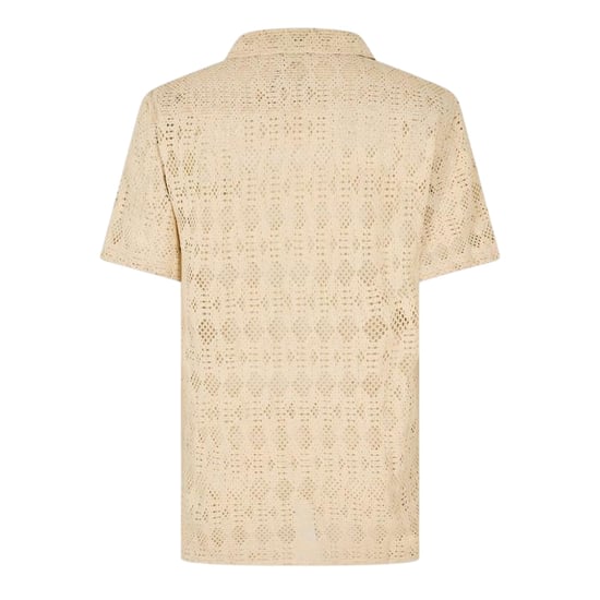 Threadbare Mens Rackes Snake Print Short-Sleeved Shirt (Ecru) - Image 2
