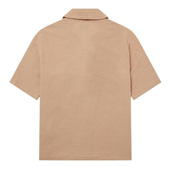 Albam Herenoverhemd met gekreukelde stof en relaxte pasvorm (Warm Beige) - Image 3