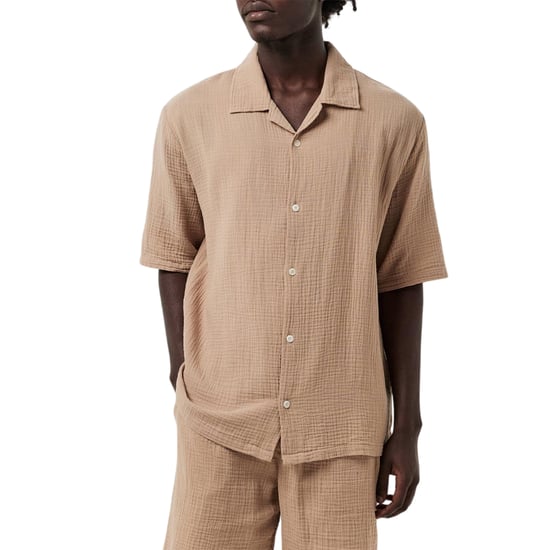 Albam Herenoverhemd met gekreukelde stof en relaxte pasvorm (Warm Beige) - Image 5