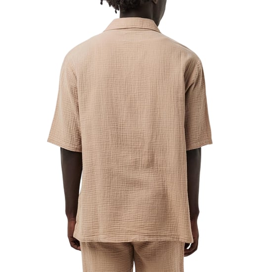 Albam Herenoverhemd met gekreukelde stof en relaxte pasvorm (Warm Beige) - Image 6