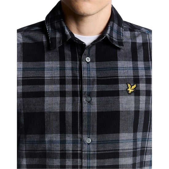 Lyle & Scott Heren Corduroy Lange Mouwen Shirt (Jet Black/Wit) - Image 3