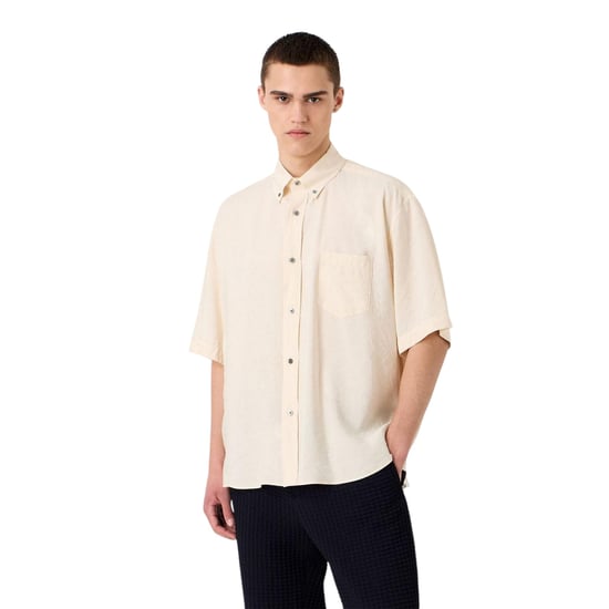 Emporio Armani EA7 Heren Relaxed Fit Overhemd met Korte Mouwen (Crème) - Image 3