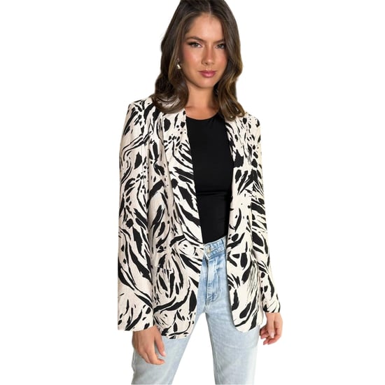 AX Paris Dames/Dames Brush Stroke Blazer (Crème/Zwart) - Image 2