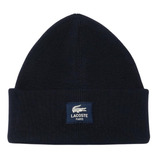 Lacoste Muts van geribbeld breisel met patch (Zwart) - Image 2