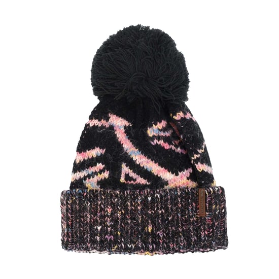 Trespass Dames/Dames Diandra Kleurblok Gebreide Pom Pom muts (Zwart) - Image 1