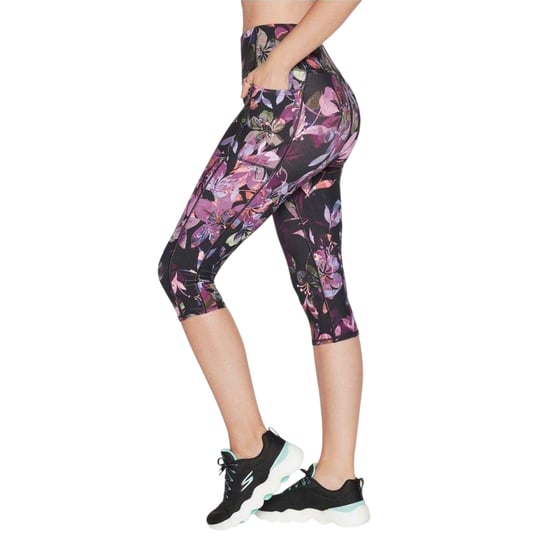 Skechers Womens/Ladies Go Flex Floral High Rise Workout Leggings (Black) - Image 3
