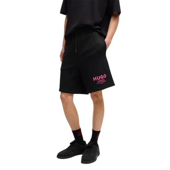 Hugo Boss Mens Nomario Sweat Shorts (Black/Pink) - Image 4