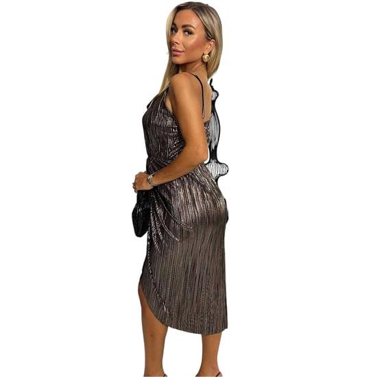 AX Paris Womens/Ladies Strappy Plisse Cowl Neck Midi Dress (Bronze) - Image 3