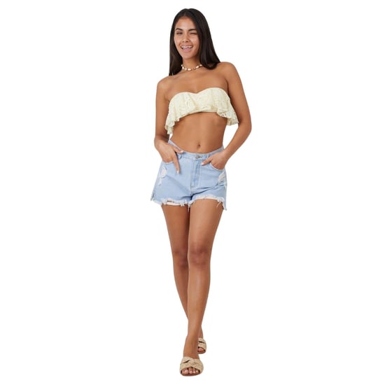 Brave Soul Dames/Dames Crochet Bandeau Bikini Top (Geel) - Image 1