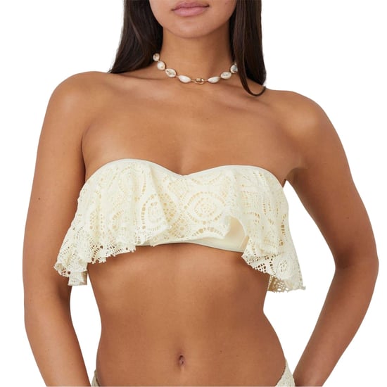Brave Soul Dames/Dames Crochet Bandeau Bikini Top (Geel) - Image 2