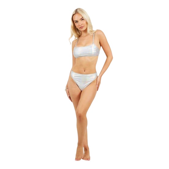 Brave Soul Dames/Dames Holografische Bikinitop (Metaalzilver) - Image 1