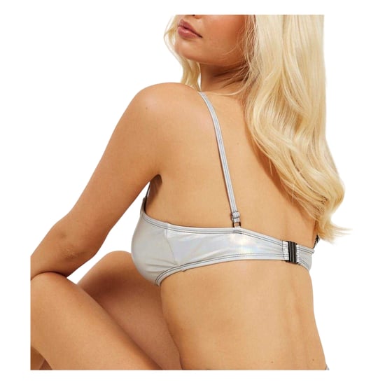 Brave Soul Dames/Dames Holografische Bikinitop (Metaalzilver) - Image 3
