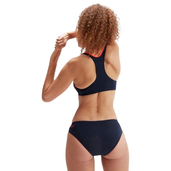 Speedo Womens/Ladies Placement Stripe Two-Piece Swimsuit (Navy/Pink) - Image 2