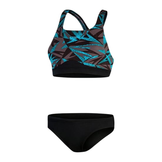 Speedo Geometrische bikiniset met racerback voor dames (ZWART/BLAUW) - Image 2