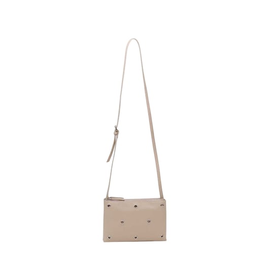 Firetrap Eyelets Faux Leather Crossbody Bag (Beige) - Image 1