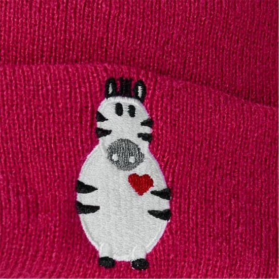 New Era Childrens/Kids Zebra Pom Pom Beanie (Dark Pink) - Image 3