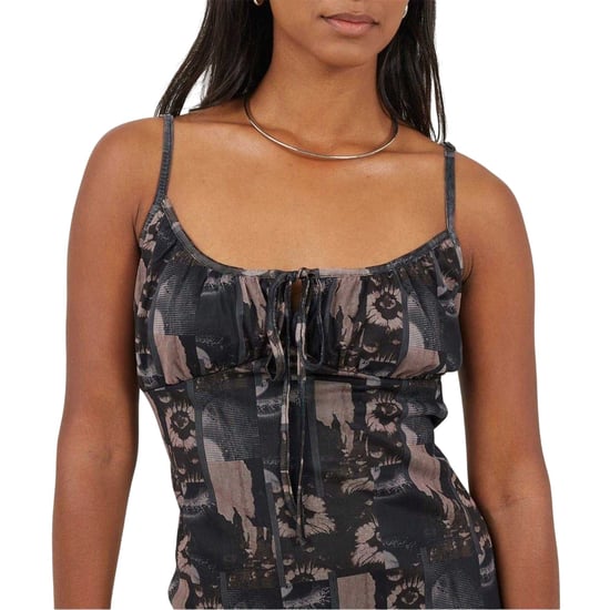 Brave Soul Slanke slipjurk met strikdetail voor dames (Grijs/Zwart) - Image 3