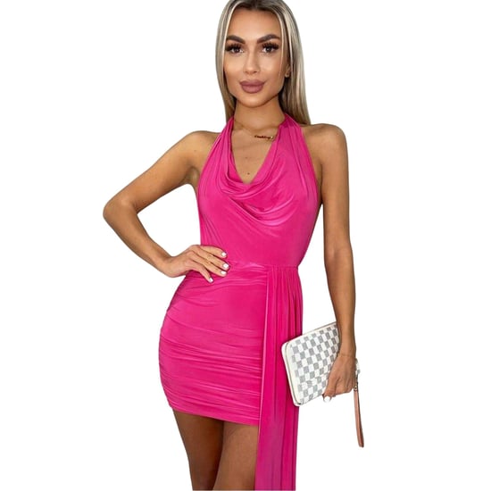 AX Paris Mini-jurk met halternek en strik voor dames (Fuchsia) - Image 4