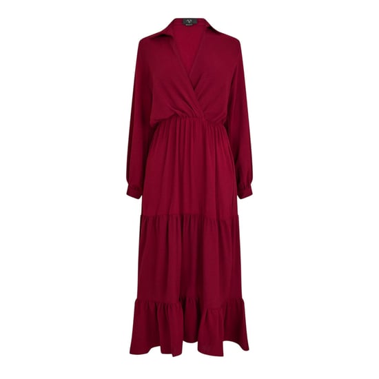 AX Paris Womens/Ladies Tiered Long-Sleeved Wrap Dress (Wine) - Image 1