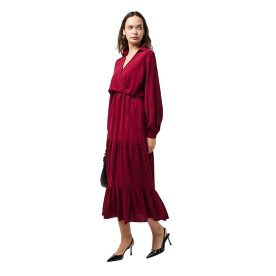 AX Paris Womens/Ladies Tiered Long-Sleeved Wrap Dress (Wine) - Image 4