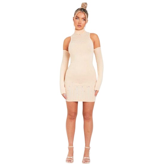 Missy Empire Mini-jurk van gebreide stof met verweerde look voor dames (Steen) - Image 1