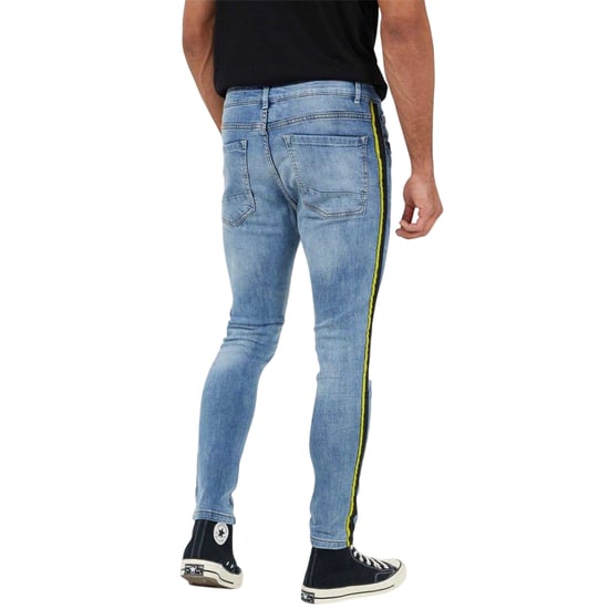 Brave Soul Herenjeans van denim met verweerde look en bandjes (Blauw) - Image 2