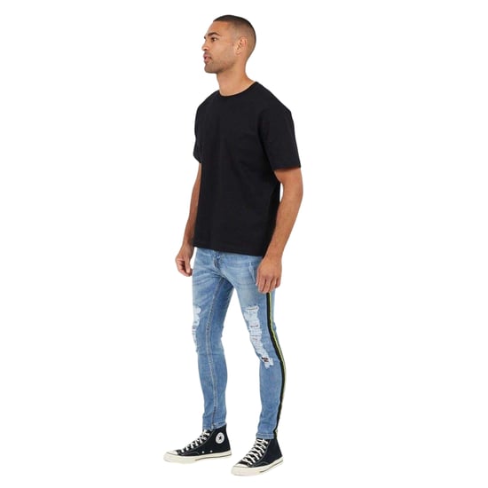 Brave Soul Herenjeans van denim met verweerde look en bandjes (Blauw) - Image 4
