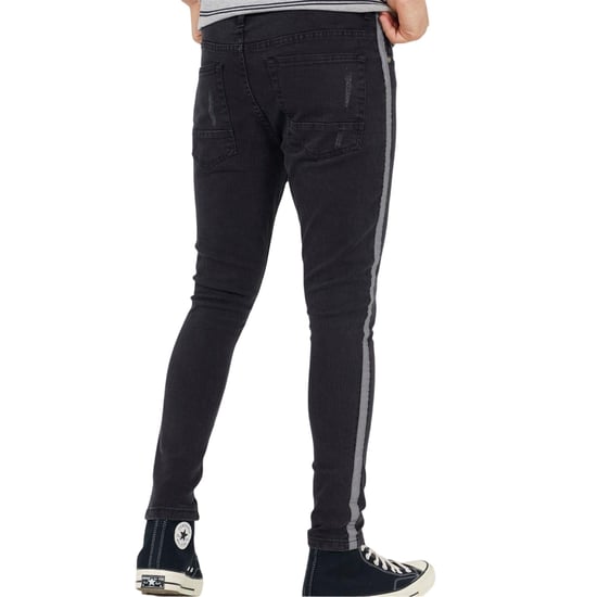 Brave Soul Mens Denim Button Fly Skinny Jeans (Charcoal) - Image 2