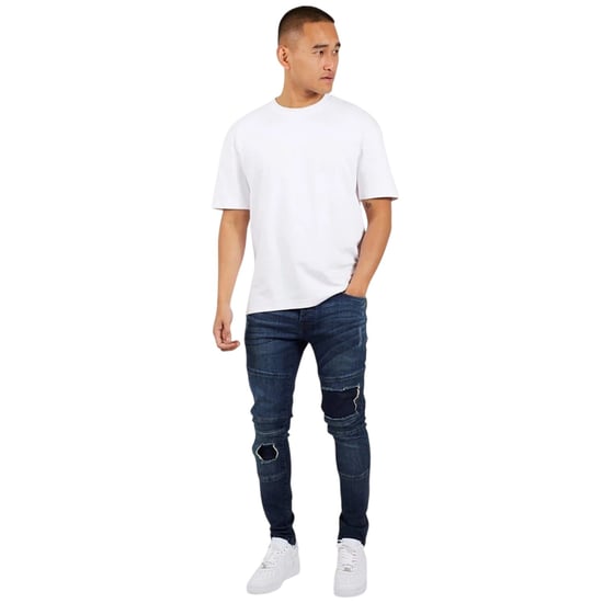 Brave Soul Slim-fit denim bikerjeans voor heren (Donkerblauw) - Image 1