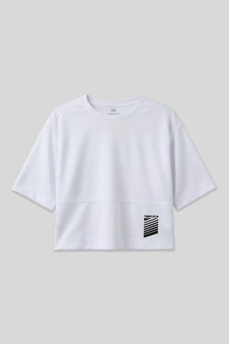 Overmaatse Crop Crew Neck T-Shirt met Pocket - Image 1