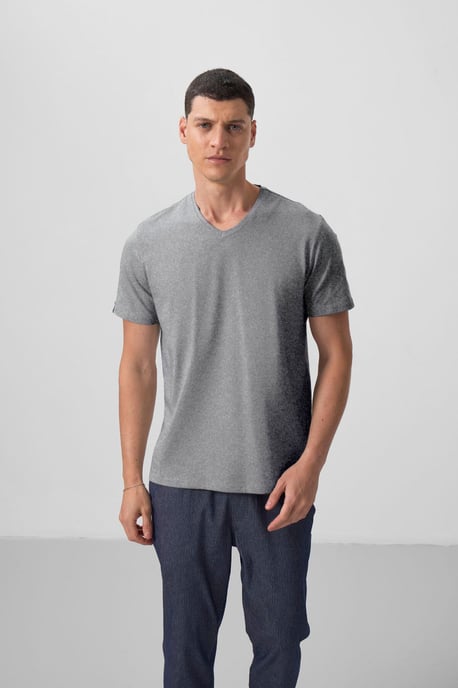 Heren V-hals Korte Mouwen T-Shirt - Image 2