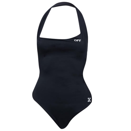 Off White Dameszwempak met halternek en logo (Zwart, Wit) - Image 1