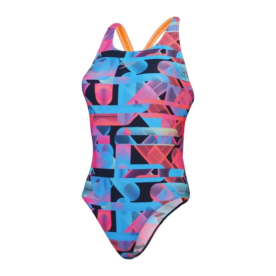 Speedo Dames/Dames Eendelig Zwempak met Racerback met Grafische Print (Sirene Rood/Blauw) - Image 2