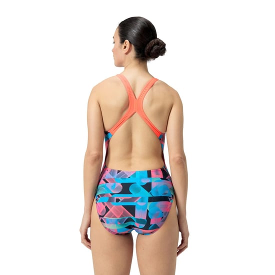 Speedo Dames/Dames Eendelig Zwempak met Racerback met Grafische Print (Sirene Rood/Blauw) - Image 4