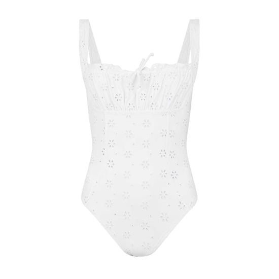 Jack Wills Womens/Ladies Floral Pattern Broderie One Piece Swimsuit (Sea Salt) - Image 2