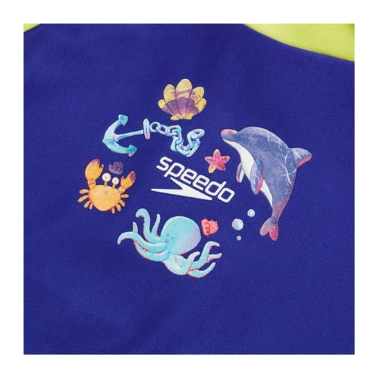 Speedo Digitaal bedrukt rash-shirt met lange mouwen voor kinderen (Blauw/Geel) - Image 4