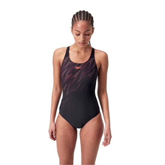 Speedo Dames/Dames Hyper Boom Plaatsing Grafische Print Eendelig Zwempak (Zwart, Rood) - Image 1
