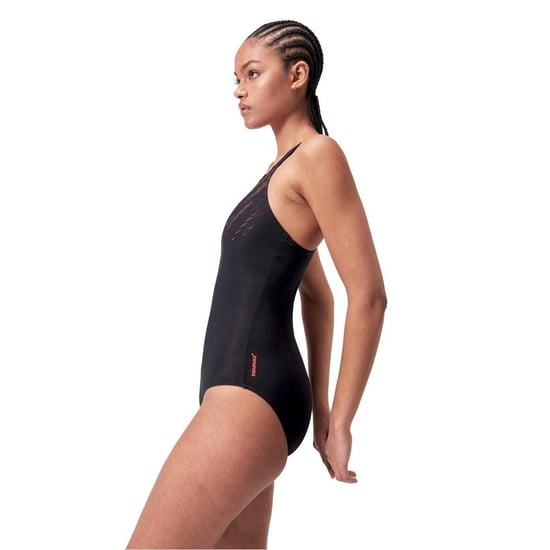 Speedo Dames/Dames Hyper Boom Plaatsing Grafische Print Eendelig Zwempak (Zwart, Rood) - Image 4