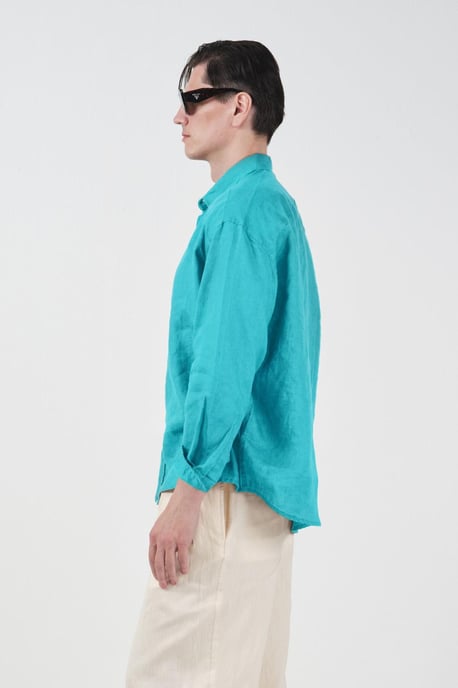 Heren Oversized Linnen Lange Mouwen Shirt - Image 2