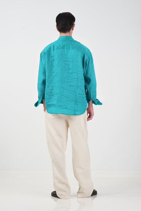 Heren Oversized Linnen Lange Mouwen Shirt - Image 3