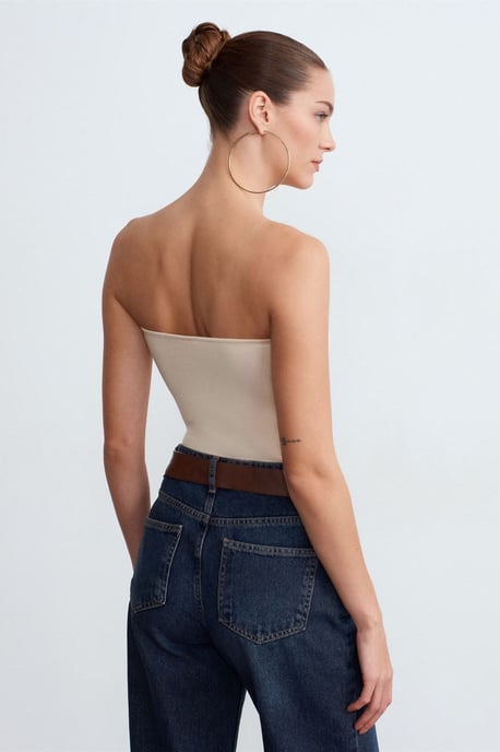 Slim Fit Strapless Bandeau Blouse - Image 2