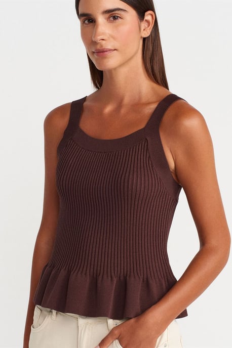 Aansluitende Geribbelde Mouwloze Blouse met Vierkante Halslijn - Image 3