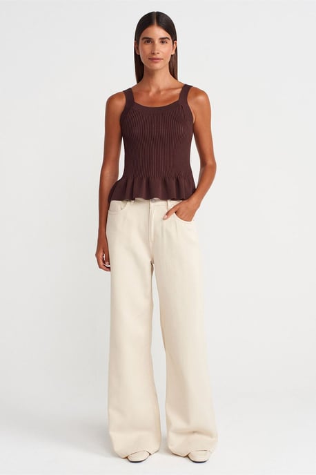 Aansluitende Geribbelde Mouwloze Blouse met Vierkante Halslijn - Image 4